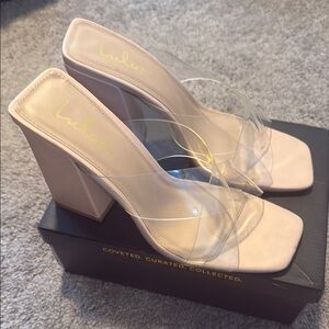 Lulu's Cream and White Heels with Transparent Upper
